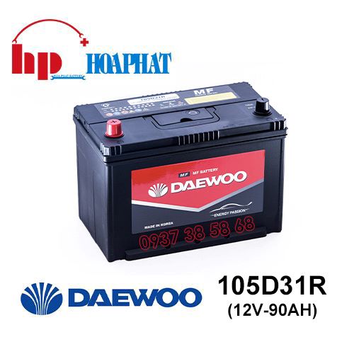 Bình Ắc Quy Daewoo 105D31R (12V-90Ah) Chính Hãng