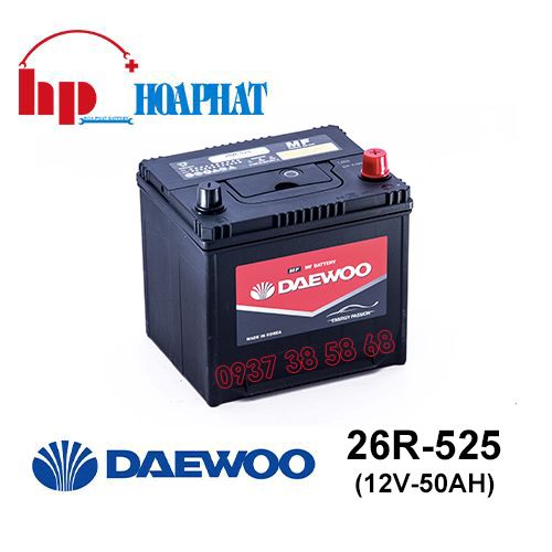 Bình Ắc Quy Daewoo 26R-525 (12V-50Ah) Chính Hãng