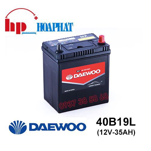 Bình Ắc Quy Daewoo 40B19L (12V-35Ah) Chính Hãng