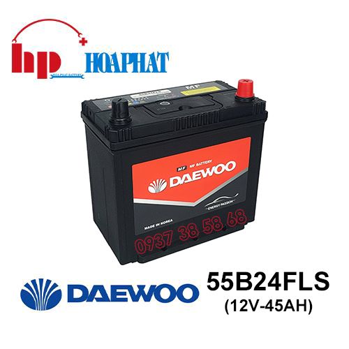 Bình Ắc Quy Daewoo 55B24FLS (12V-45Ah) Chính Hãng
