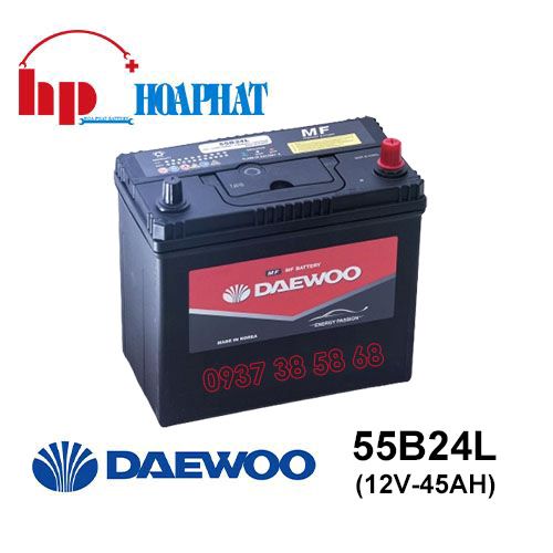 Bình Ắc Quy Daewoo 55B24L (12V-45Ah) Chính Hãng