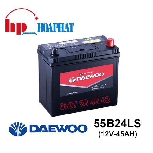 Bình Ắc Quy Daewoo 55B24LS (12V-45Ah) Chính Hãng