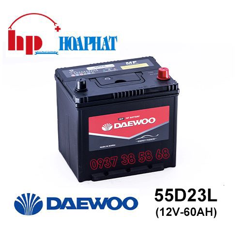 Bình Ắc Quy Daewoo 55D23L (12V-60Ah) Chính Hãng