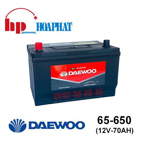 Bình Ắc Quy Daewoo 65-650 (12V-70Ah) Chính Hãng