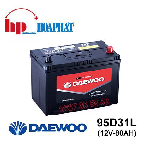 Bình Ắc Quy Daewoo 95D31L (12V-80Ah) Chính Hãng