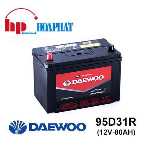 Bình Ắc Quy Daewoo 95D31R (12V-80Ah) Chính Hãng