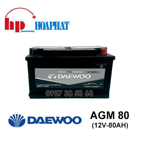 Bình Ắc Quy Daewoo AGM 80 LN4 (12V-80Ah) Chính Hãng