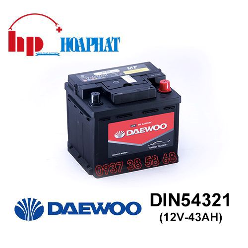 Bình Ắc Quy Daewoo DIN 54321 (12V-43Ah) Chính Hãng