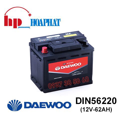 Bình Ắc Quy Daewoo DIN 56220 (12V-62Ah) Chính Hãng