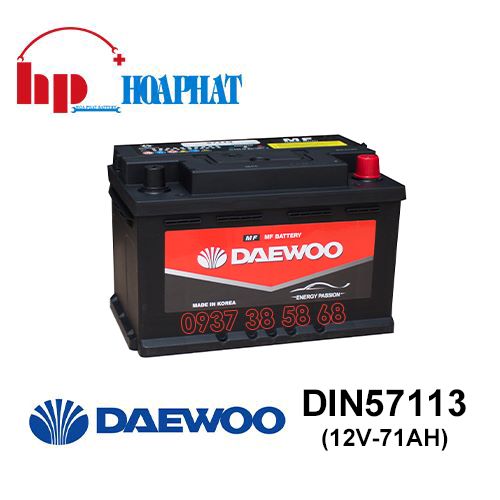 Bình Ắc Quy Daewoo DIN 57113 (12V-71Ah) Chính Hãng