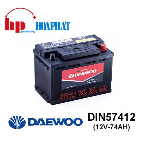 Bình Ắc Quy Daewoo DIN 57412 (12V-74Ah) Chính Hãng