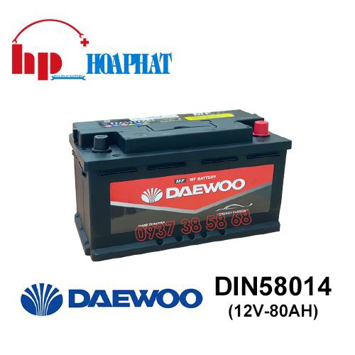 Bình Ắc Quy Daewoo DIN 58014 (12V-80Ah) Chính Hãng