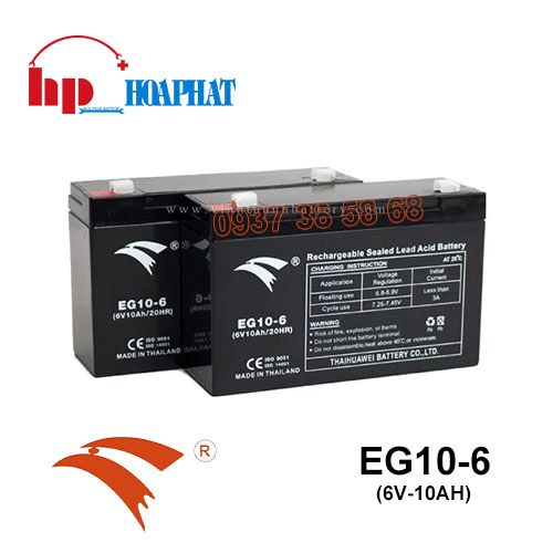 Bình Ắc Quy Eagle EG10-6 (6V-10Ah) Chính Hãng