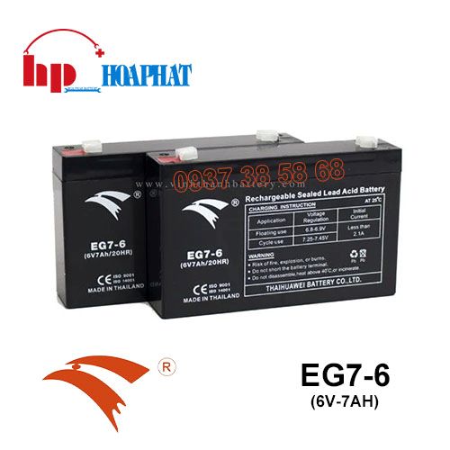 Bình Ắc Quy Eagle EG7-6 (6V-7Ah) Chính Hãng