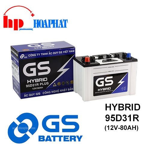 Bình Ắc Quy GS HYBRID 95D31R (12V-80Ah) Chính Hãng
