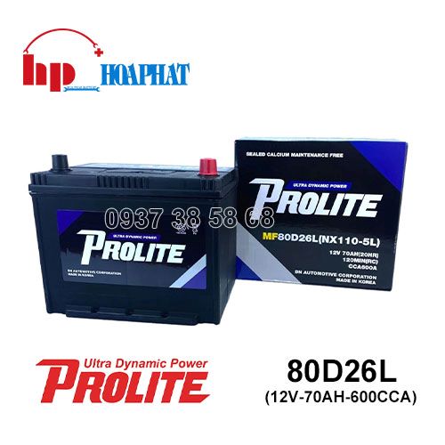 Bình Ắc Quy Prolite MF 80D26L (12V-70Ah) Chính Hãng
