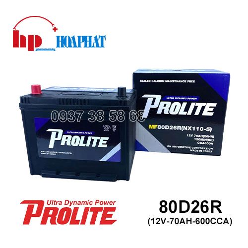 Bình Ắc Quy Prolite MF 80D26R (12V-70Ah) Chính Hãng