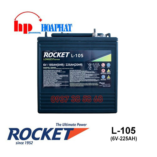 Bình Ắc Quy Rocket L-105 (6V-225Ah) Chính Hãng