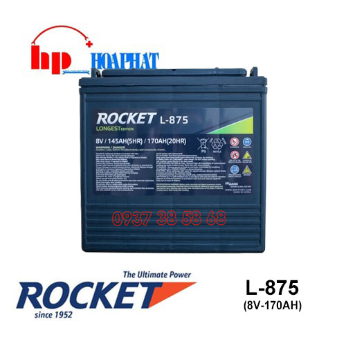 Bình Ắc Quy Rocket L-875 (8V-170Ah) Chính Hãng