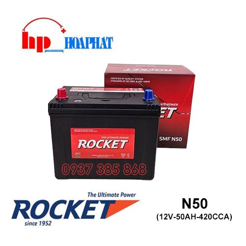 Bình Ắc Quy Rocket SMF N50 (12V-50Ah) Chính Hãng