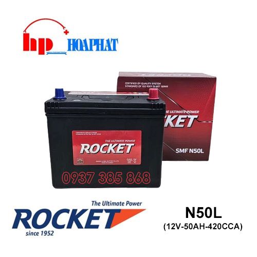Bình Ắc Quy Rocket SMF N50L (12V-50Ah) Chính Hãng