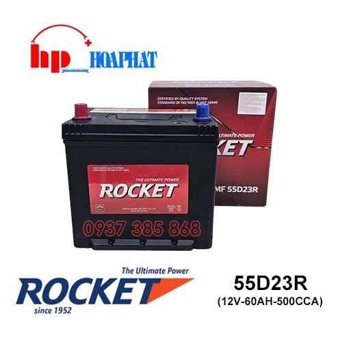 Bình Ắc Quy Rocket SMF 55D23R (12V-60Ah) Chính Hãng