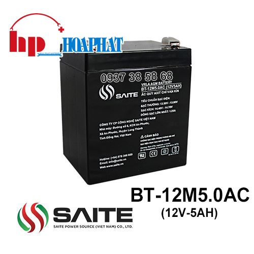 Ắc Quy Saite BT-12M5.0AC (12V-5Ah) Chính Hãng