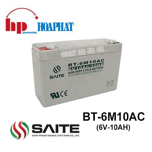 Ắc Quy Saite BT-6M10AC (6V-10Ah) Chính Hãng