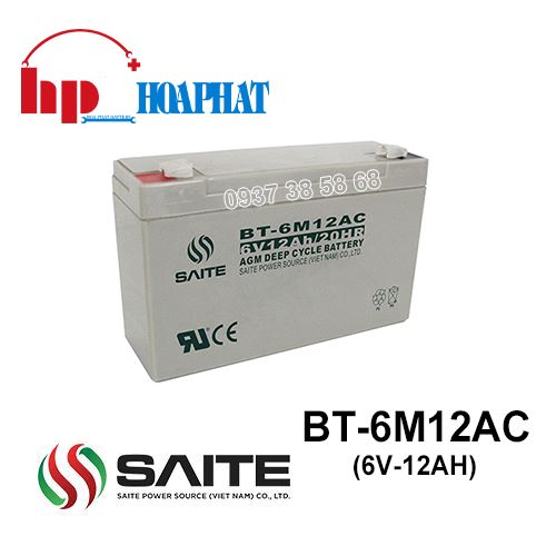 Ắc Quy Saite BT-6M12AC (6V-12Ah) Chính Hãng