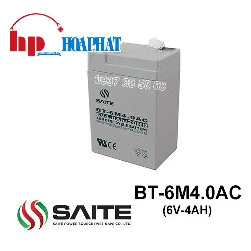 Ắc Quy Saite BT-6M4.0AC (6V-4.0Ah) Chính Hãng