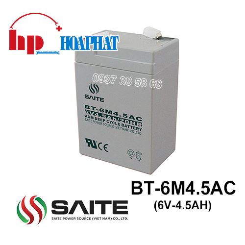 Ắc Quy Saite BT-6M4.5AC (6V-4.5Ah) Chính Hãng