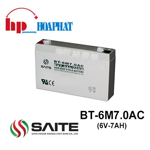 Ắc Quy Saite BT-6M7.0AC (6V-7Ah) Chính Hãng