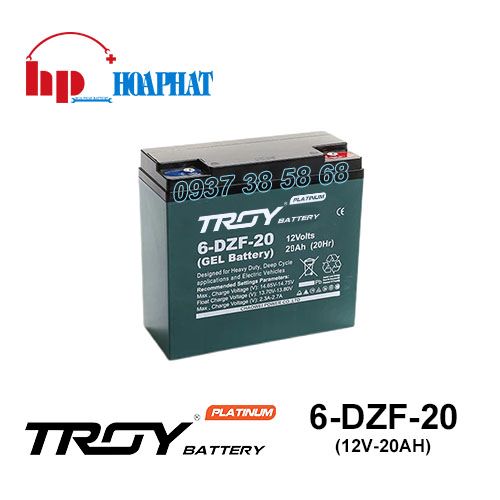 Bình Ắc Quy Troy 6-DZF-20 (12V-20Ah) Chính Hãng
