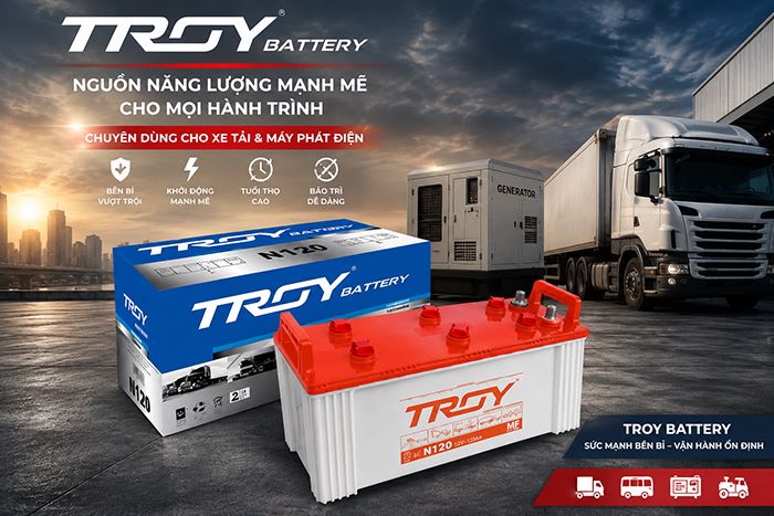 Dòng bình ắc quy Troy nước