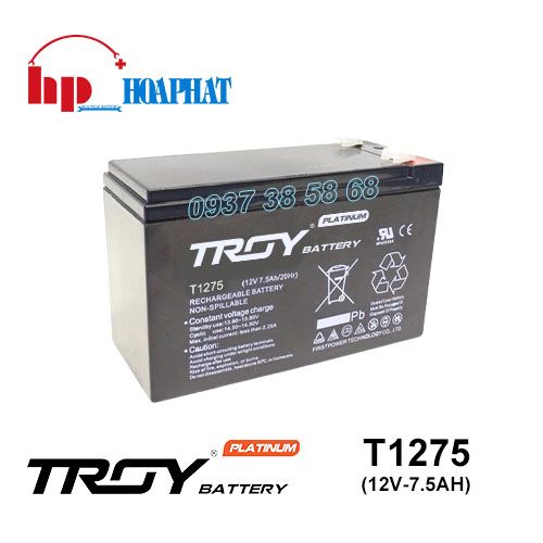 Bình Ắc Quy Troy T1275 (12V-7.5Ah) Chính Hãng