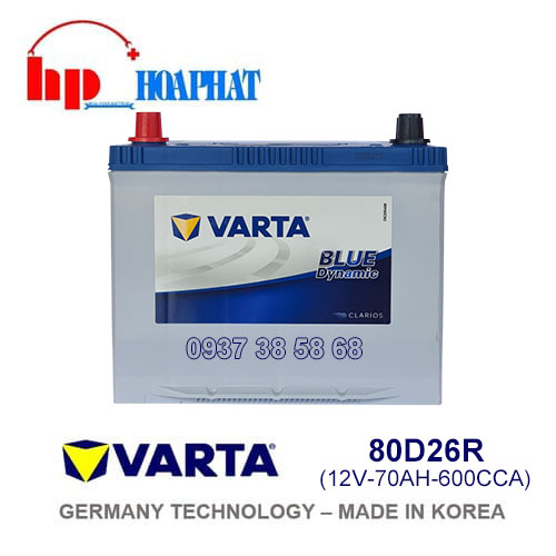 Ắc Quy Varta 80D26R (12V-75Ah) Chính Hãng