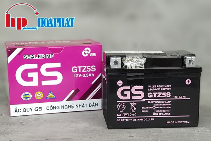 Bình ắc quy xe máy thương hiệu GS