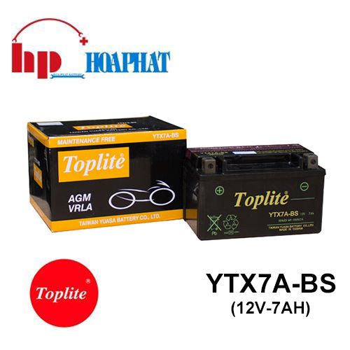 Bình Ắc Quy Toplite YTX7A-BS (12V-7Ah) Chính Hãng