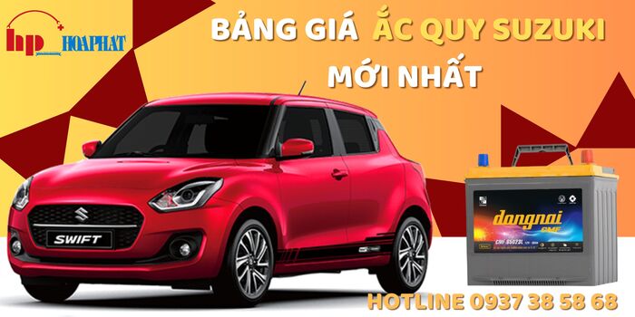 Bảng giá ắc quy xe Suzuki cập nhật mới nhất