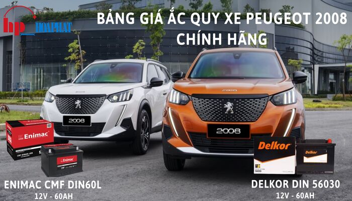 Bảng giá ắc quy xe Peugeot 2008 chính hãng