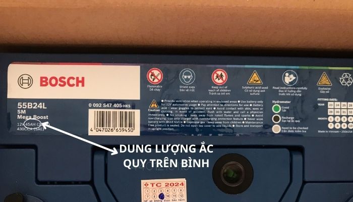 Hình ảnh hiển thị dung lượng ắc quy