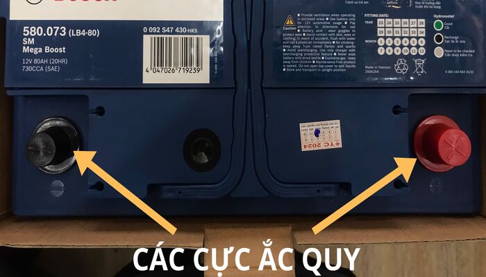 Vị trí đầu cực trên ắc quy