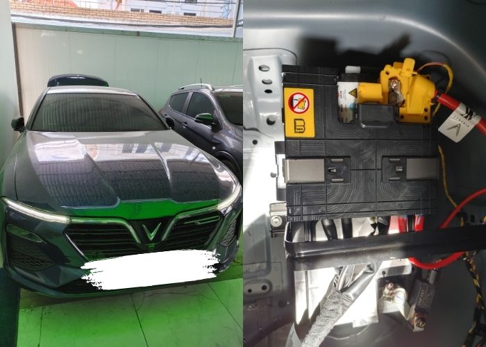 Hình ảnh thay ắc quy xe Vinfast Lux SA2.0