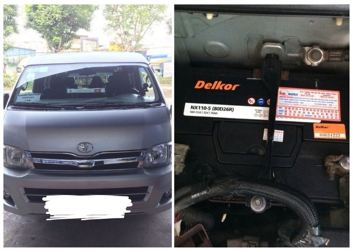 Hình ảnh thay ắc quy xe Toyota Hiace