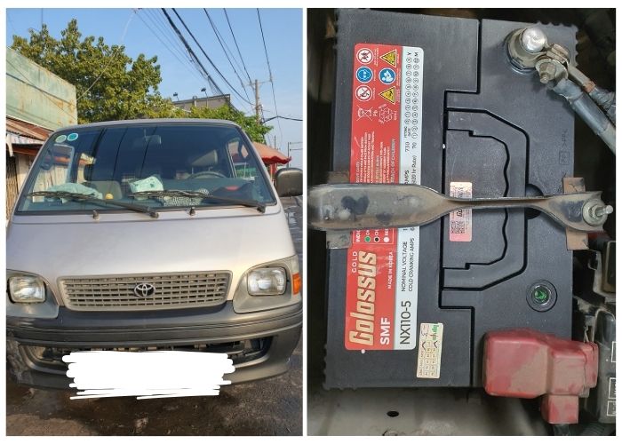 Hình ảnh thay ắc quy xe Toyota Hiace