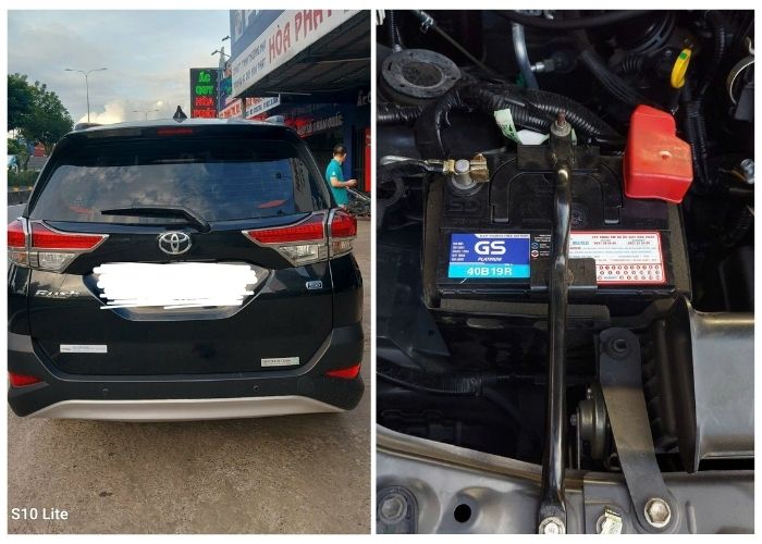 Hình ảnh thay bình ắc quy xe Toyota Rush