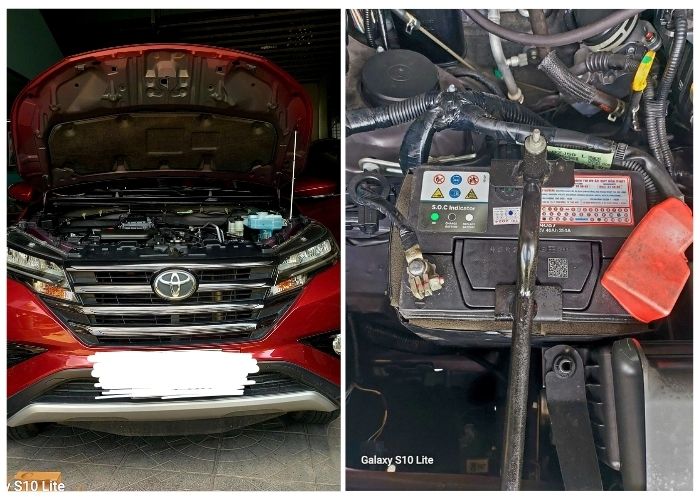 Hình ảnh thay bình ắc quy xe Toyota Rush