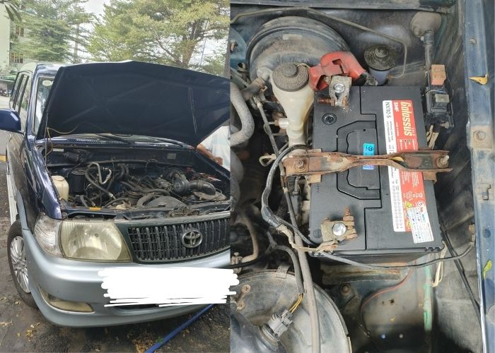 Hình Ảnh Nhân Viên Ắc Quy Hòa Phát Thay Ắc Quy Xe Toyota Zace