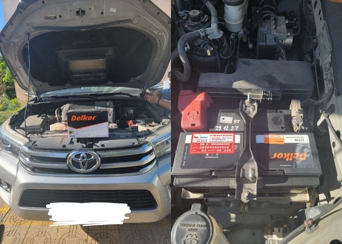 Thay ắc quy Delkor xe Toyota Hilux