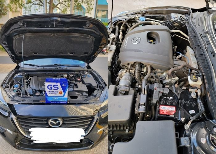Hình ảnh thay bình ắc quy xe Mazda 3